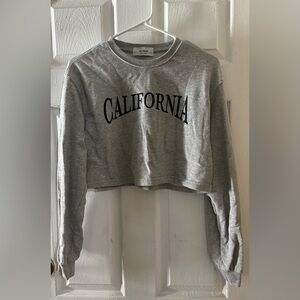 Pull & Bear grey "California" cropped crewneck